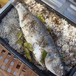 Bar à la plancha au gros sel